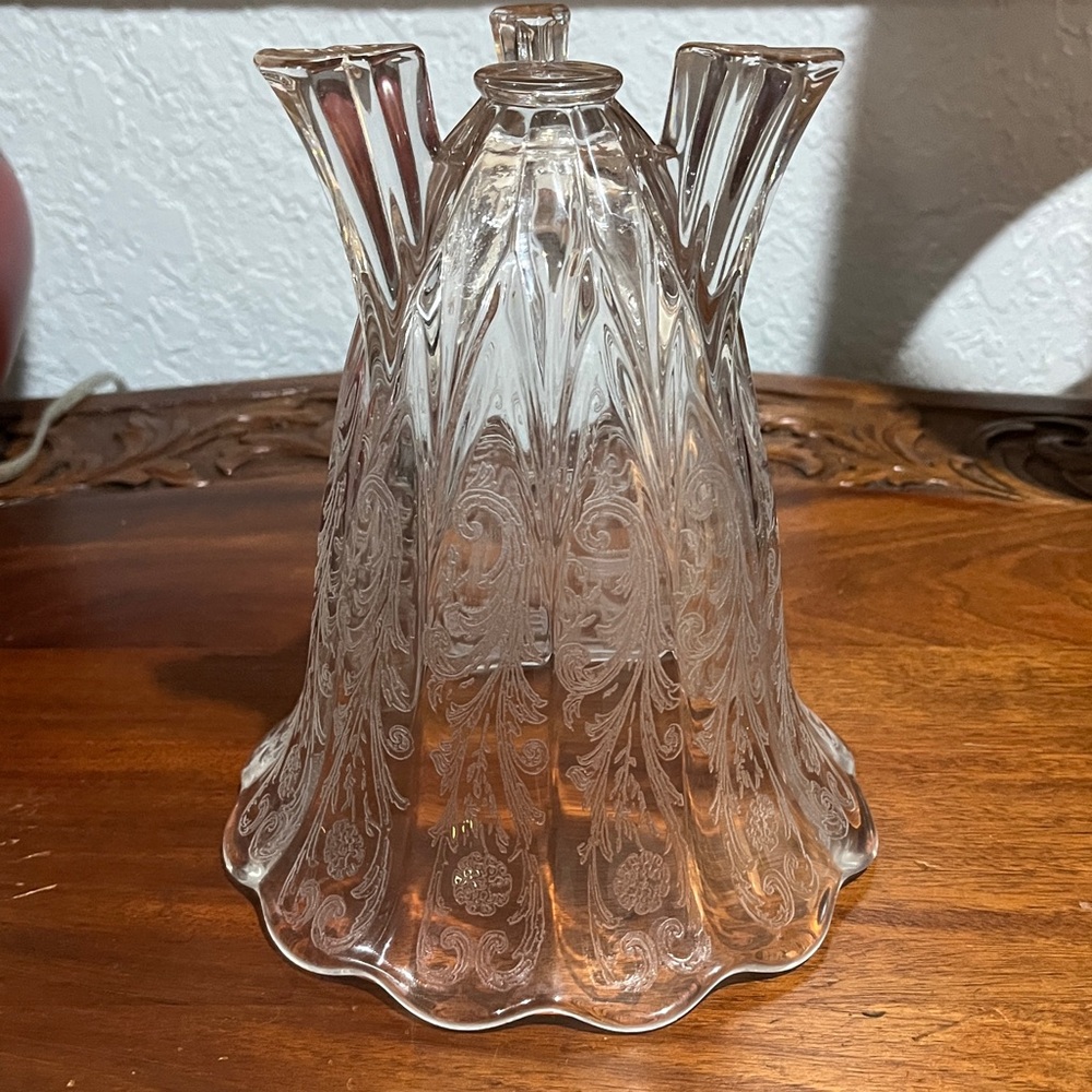 New Martinsville Glass Art Deco Etch 45 Janice Footed Vase Elegant Glass - Picture 4 of 6